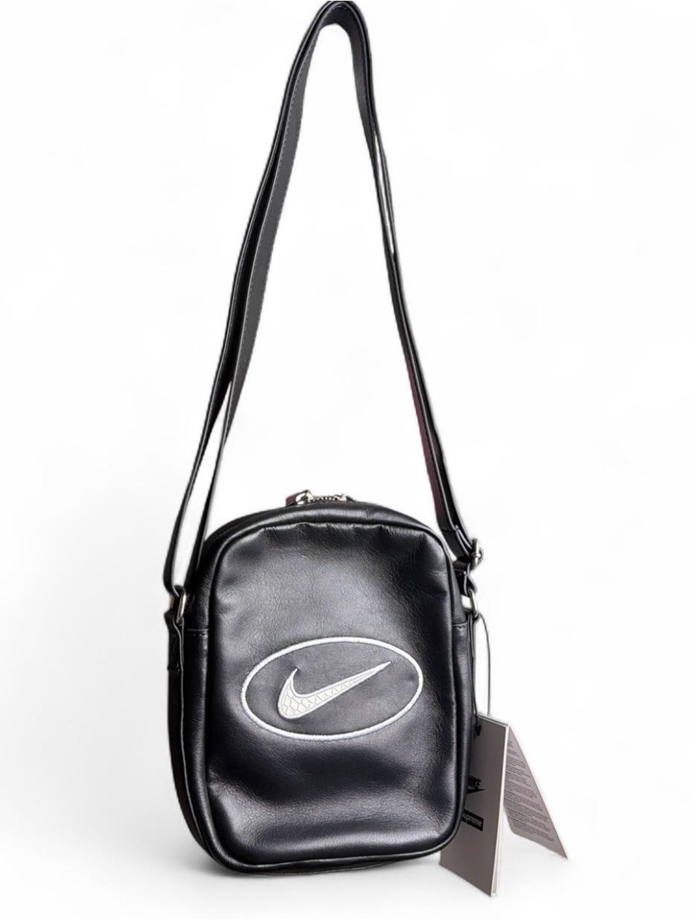 Supreme x Nike Black Leather Messenger Bag